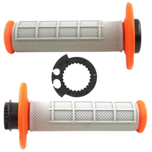 Fir GREY/ORG Soft Half Waffle Lock ON Grip Set Yamaha WR250F 03-19, WR450F 03-19