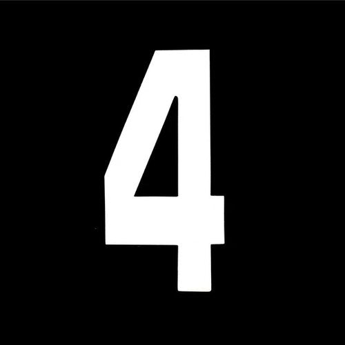 White 6" Race Numbers - 4 Four, Each, Vinyl Sticker