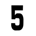 Black 6" Race Numbers - 5 Five, Each, Vinyl Sticker