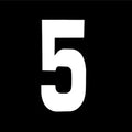 White 6" Race Numbers - 5 Five, X25, Vinyl Sticker