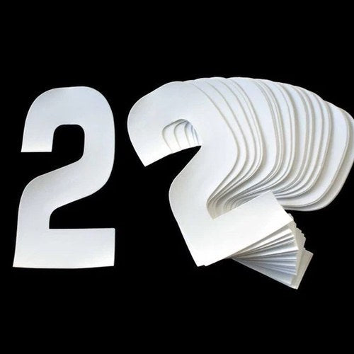 White 6" Race Numbers - 2 Two, X25, Vinyl Sticker