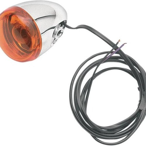 Chris Deuce-Style Turn Signal Chrome Bracket Mount with Amber Lens 8887A