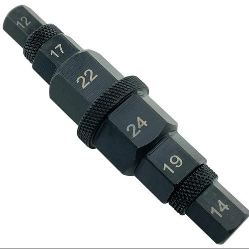 Hexagon Axle Spindle Tool 12, 14, 17, 19, 22, 24mm. 3/8" Drive