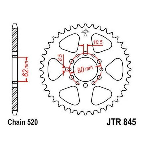 JT Steel Rear Sprocket 520 41T #JTR845.41 fits Yamaha IT175 1977-1979