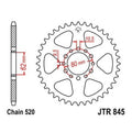 JT Steel Rear Sprocket 520 41T #JTR845.41 fits Yamaha IT175 1977-1979