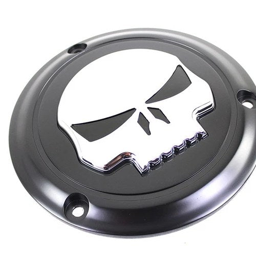 Black 3 Hole Skull Derby Cover for Harley-Davidson