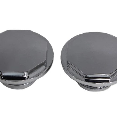 Chrome Button Head Hexagon Vented and Non-Vented Gas Cap Set for Harley-Davidson