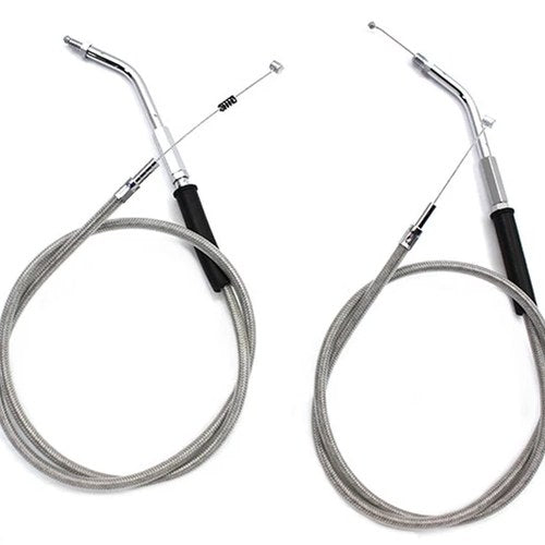 Stainless Steel Throttle and Idle Cable Set with 38 inch Cas for Harley-Davidson