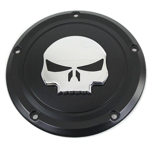 Black 5 Hole Skull Derby Cover for Harley-Davidson