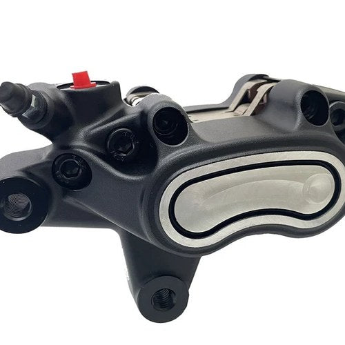Black Front 4 Piston Left Side Caliper for Harley-Davidson