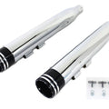 Wyatt Gatling Muffler Set Chrome with Black 2 Ring Comet Tip for Harley-Davidson