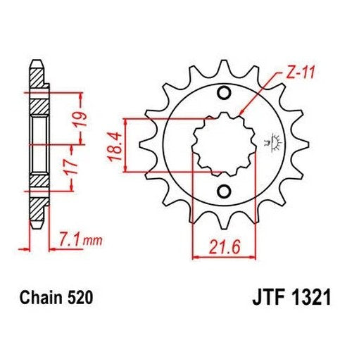 JT Front Sprocket 520 13T #JTF1321.13 fits Honda XR250R 1996-2004