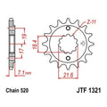 JT Front Sprocket 520 13T #JTF1321.13 fits Honda XR250R 1996-2004