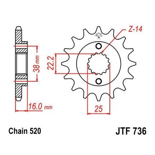 JT Front Sprocket 520 15T #JTF736.15 Ducati