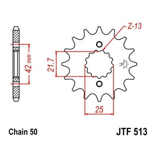 JT Front Sprocket 530 17T #JTF513.17 for Suzuki/Yamaha