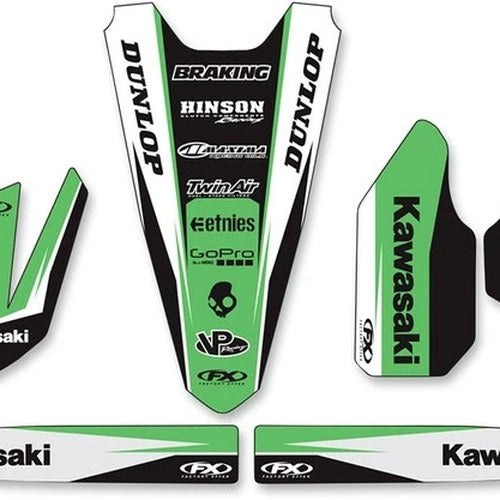 Factory Effex Universal Trim Kit Black/Green/White fits Kawasaki KX125/KX250