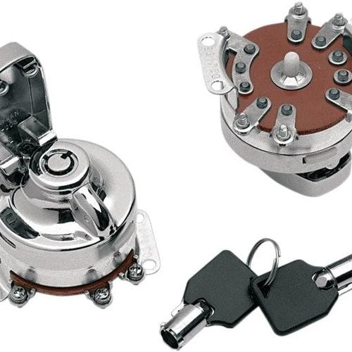 DS Round Key Internal Contact Ignition Switch Chrome #142179