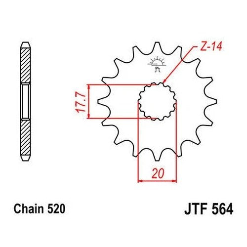 JT Front Sprocket 520 13T Yamaha/Gas YZ125/EC 125/WR200R/EC 125 Racing