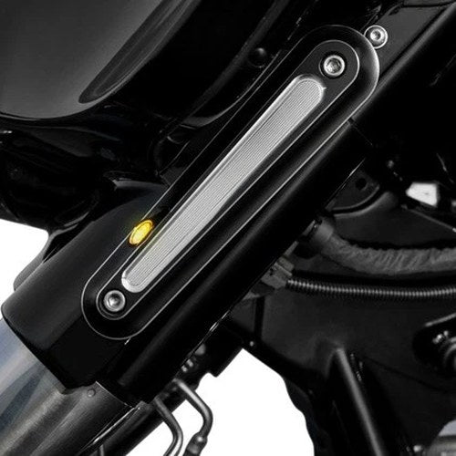 Kodlin Elypse Front Fork Turn Signals Black Contrast #K68468 Harley Davidson