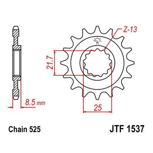 JT Front Sprocket 525 17T #JTF1537.17 for Kawasaki Ninja ZX-10R/Ninja ZX-10R ABS