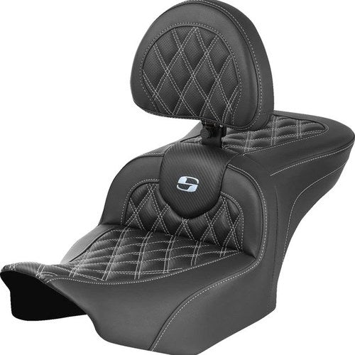 Saddlemen RoadSofa LS/CF Seat With Backrest Silver Stitch 285013 Harley Davidson