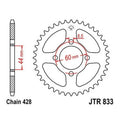JT Steel Rear Sprocket 428 49T fits Yamaha TT-R125 2000-2001