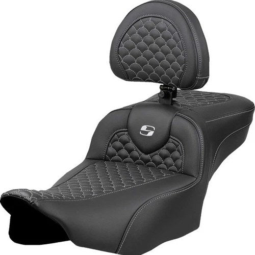 Saddlemen RoadSofa DS Ext. Reach Seat w/Backrest Silver Stitch #823-07-209B5