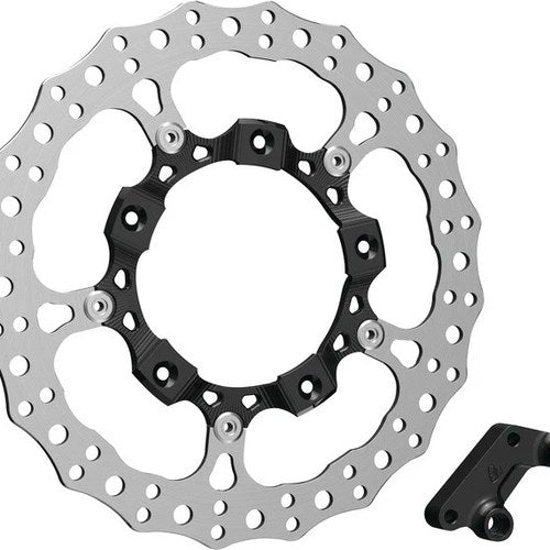 Arlen Ness Big Brake 14" Jagged Floating Brake Rotor Front Right Black #300-004
