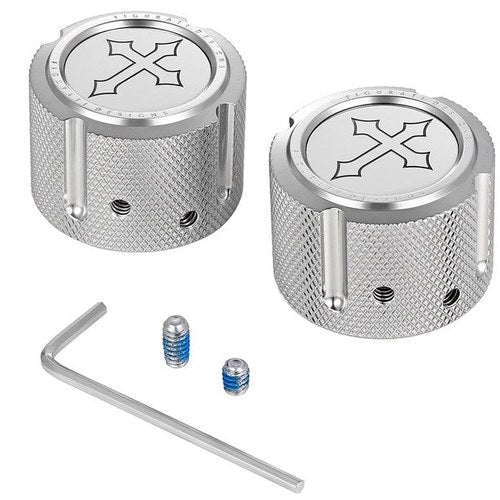Figurati Designs Front Axle Nut Covers Cross Polished #FD41-FAC-SS