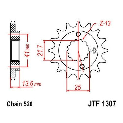 JT Front Sprocket 520 15T #JTF1307.15 for Kawasaki Ninja ZX-6R/Ninja ZX-6RR