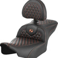 Saddlemen RoadSofa HC Seat With Backrest Orange Stitch #284958 Harley Davidson