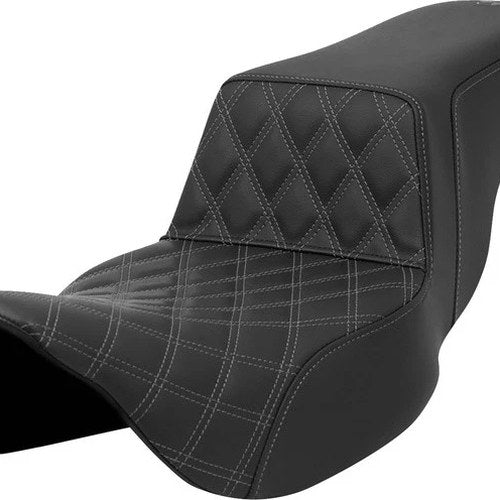 Saddlemen Step-Up LS Ext. Reach Seat F. Lattice Gray Stitch Black #284747