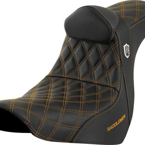 Saddlemen Sdc Performance Gripper Seat With Backrest Gold Stitch #284871