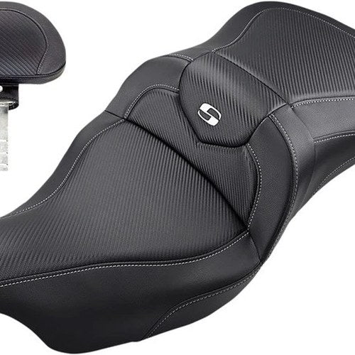Saddlemen RoadSofa CF Seat With Backrest #283974 Harley Davidson