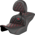 Saddlemen RoadSofa LS Seat With Backrest Red Stitch #285016 Harley Davidson