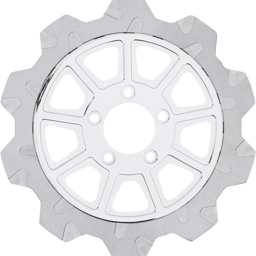Lyndall Crown Cut 9-Spoke Front Brake Rotor 11.5" Silver/Chrome #2002-1033