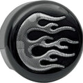 DS Round Horn Cover With Flame Black Harley Davidson #144057