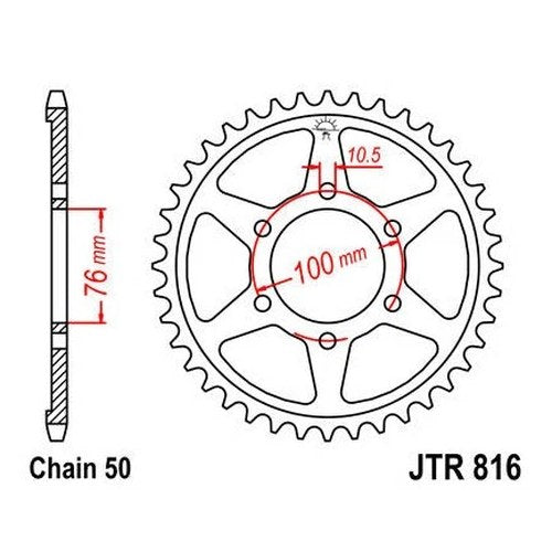 JT Steel Rear Sprocket 530 42T #JTR816.42 fits Suzuki GSX-R750/GSX-R1100