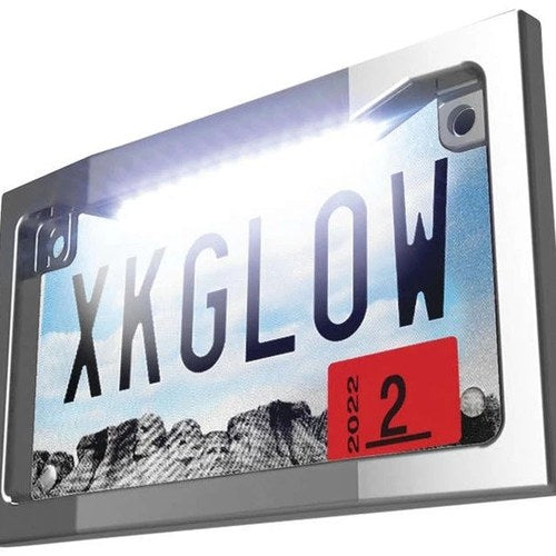 XK Glow LED License Plate Frame Chrome White