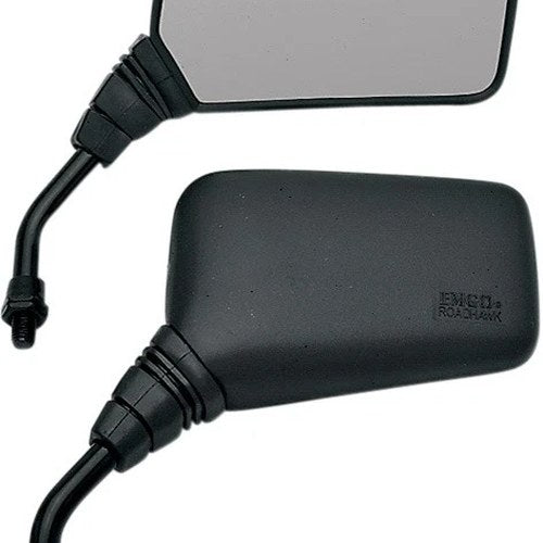 Emgo Roadhawk Mirror Set Rectangular 10mm 5" Stem Black Fits Yamaha