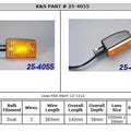 K&S DOT Turn Signal Assembly Dual Filament Front Black Amber #25-4055 for Yamaha