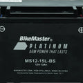 BikeMaster Agm Battery MS12-15L-BS – Fits Powersports Vehicles and Motorcycles