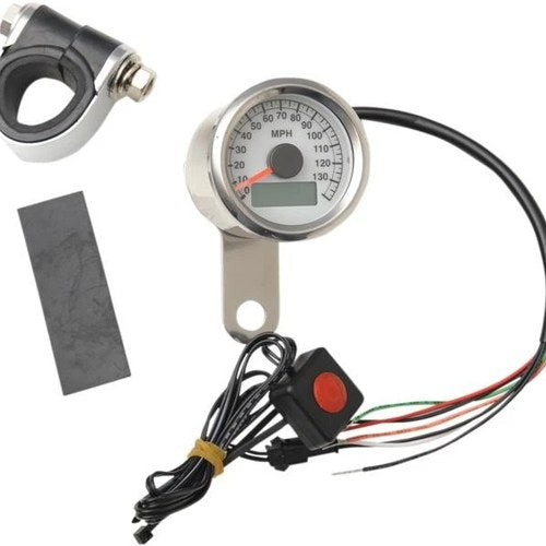 DS Programmable Mini Electronic Speedometer 1.87" Pol w/White Face