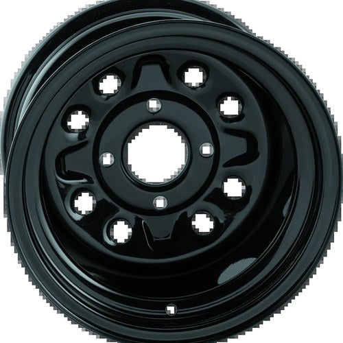QuadBoss Steely Wheel 12x7 Inches Black For 4x110 Bolt Pattern