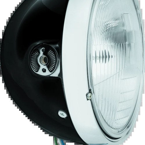 BikeMaster 7-Inch Headlight Side Mount - Black for Cruiser & Vintage Bikes
