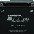 BikeMaster MS12-20L-BS Agm Motorcycle Battery - Maintenance-Free, Sealed