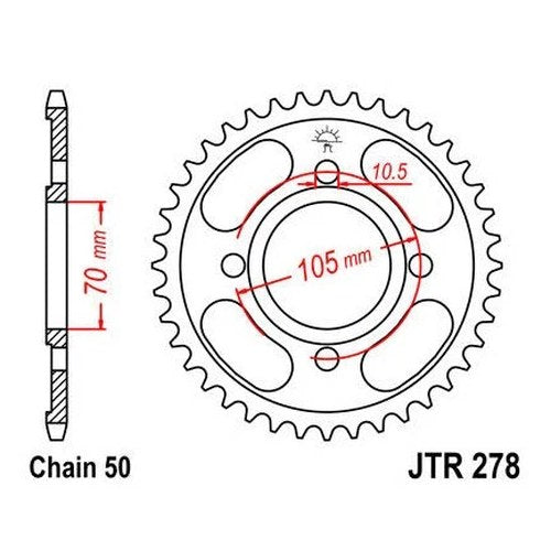 JT Steel Rear Sprocket 530 38T #JTR278.38 for Honda Scrambler/CB350/CB400/CB200
