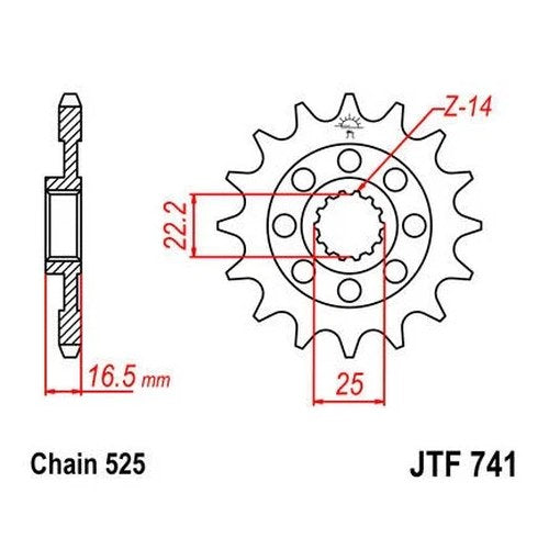 JT Front Sprocket 525 14T #JTF741.14 Ducati 749 S/749