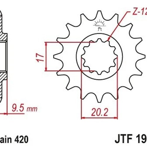 JT Front Sprocket 420 15T #JTF1906.15 KTM 65 SX/65 Sxs