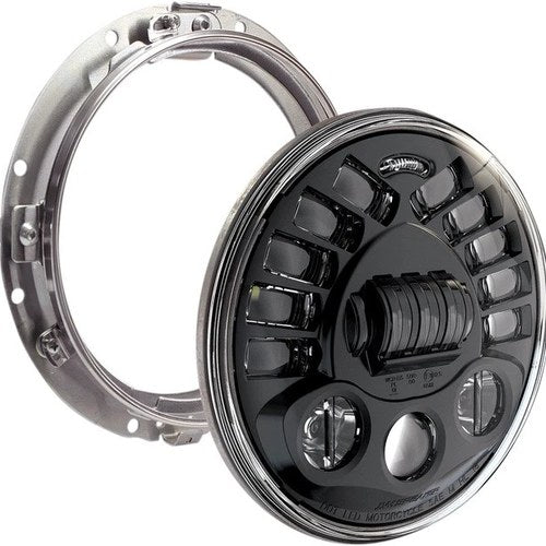 J.W. Speaker 8790 Adaptive 2 LED Headlight with Mounting Ring 7" Black #0555051